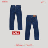 Bobson Japanese Men's Basic Denim Pants Slim Straight Mid Waist 189994-U (Medium Shade)