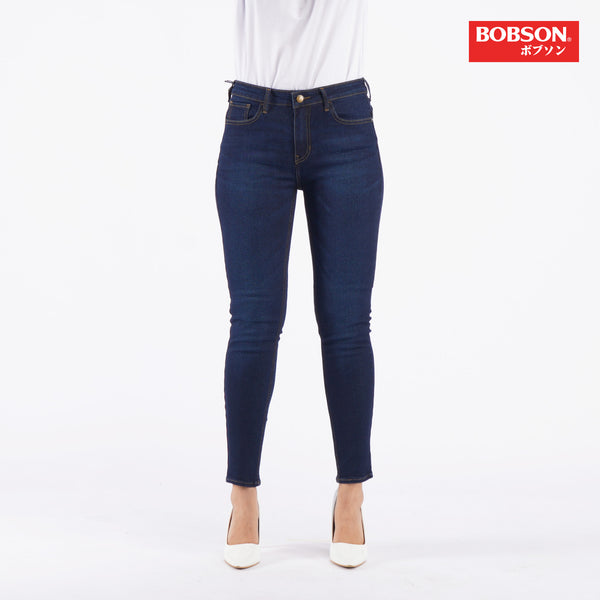 Bobson Japanese Ladies Basic Denim Stretchable Pants for Women Trendy Fashion High Quality Apparel Comfortable Casual Jeans for Women Super Skinny 142333-U (Dark Shade)