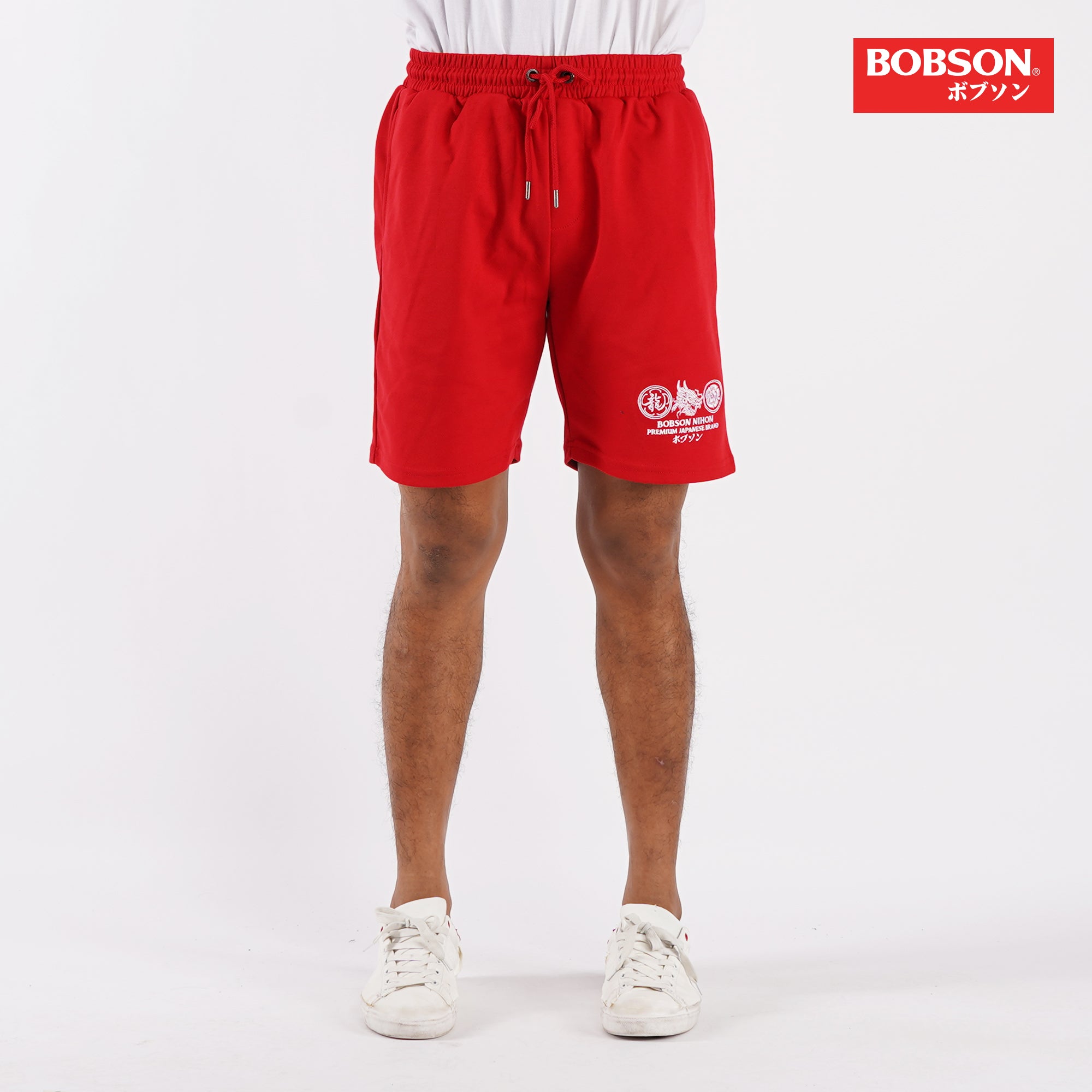 Bobson Japanese Men's Basic Non-Denim Interlock short for Men Trendy Fashion High Quality Apparel Comfortable Casual short for Men 121229 (Tango Red)