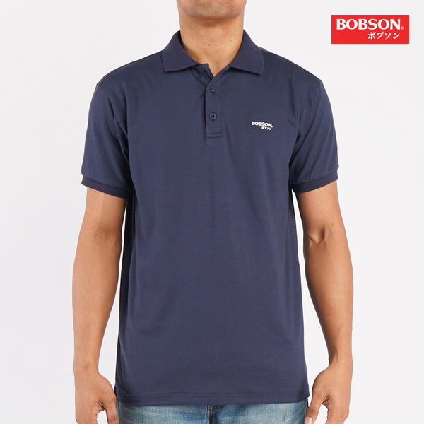 Bobson Japanese Men's Basic Polo shirt for Men Missed Lycra Fabric Trendy Fashion High Quality Apparel Comfortable Casual Collared shirt for Men Slim Fit 128785 (Navy)