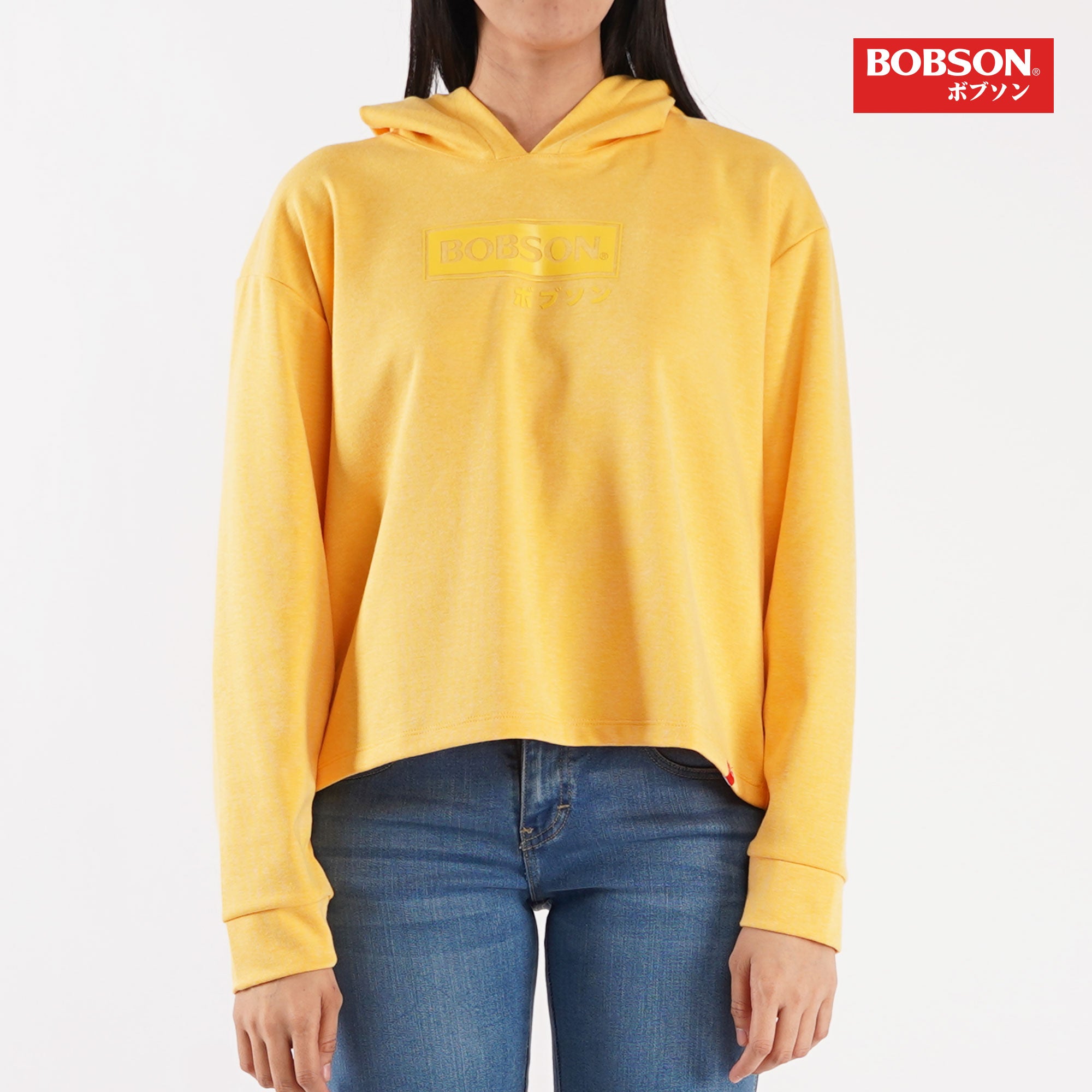 Bobson Japanese Ladies Basic Hoodie Pullover Long sleeves Crop Jacket for Women Trendy Fashion High Quality Apparel Comfortable Casual Jacket for Women 134996 (Yellow)