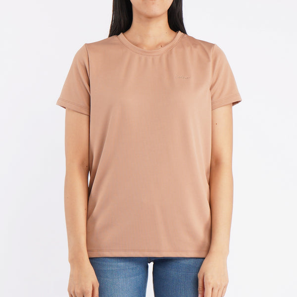 Bobson Japanese Ladies Basic Round Neck T-shirt for Women Trendy Fashion High Quality Apparel Comfortable Casual Top for Women Relaxed Fit 126294-U (Beige)