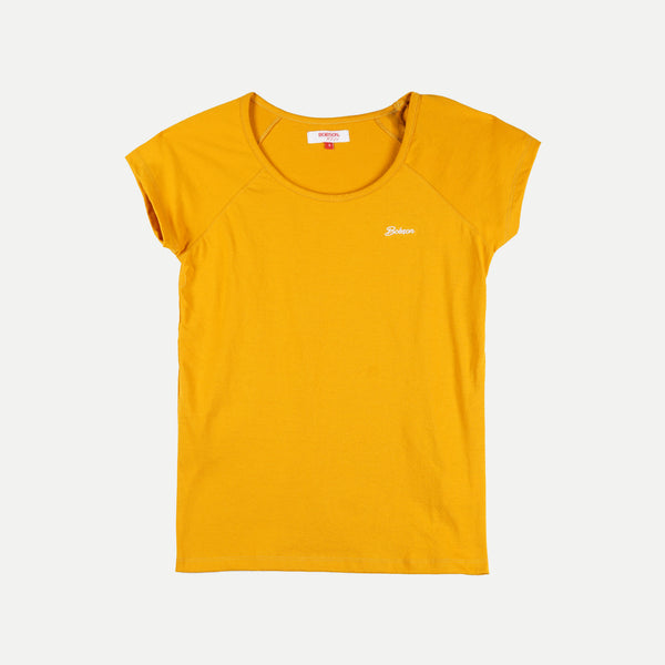 Bobson Japanese Ladies Basic Round Neck T-shirt for Women Trendy Fashion High Quality Apparel Comfortable Casual Top for Women Regular Fit 128849 (Yellow Gold)