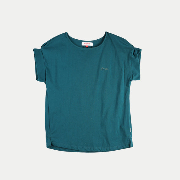Bobson Japanese Ladies Basic Tees Round Neck T-shirt for Women Trendy Fashion High Quality Apparel Comfortable Casual Top for Women Loose Fit 126984 (Teal)
