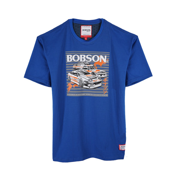 Bobson Japanese Men's Basic Round Neck T-shirt for Men Missed Lycra Fabric Trendy Fashion High Quality Apparel Comfortable Casual Tees for Men Regular Fit 80499 (Estate Blue)