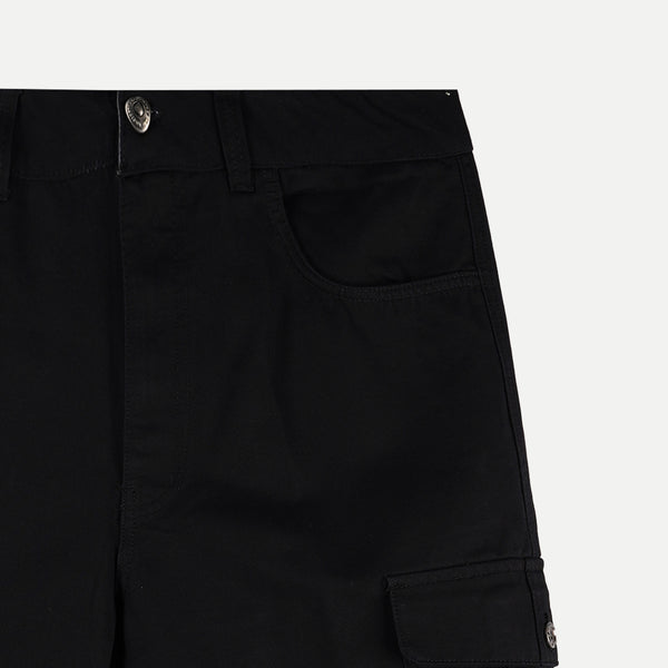 Bobson Japanese Men's Basic 6 Pocket Non-Denim Cargo short for Men Mid Waist Trendy Fashion High Quality Apparel Comfortable Casual short for Men 125065 (Black)