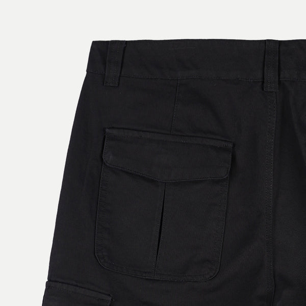 Bobson Japanese Men's Basic 6 Pocket Non-Denim Cargo short for Men Mid Waist Trendy Fashion High Quality Apparel Comfortable Casual short for Men 125065 (Black)