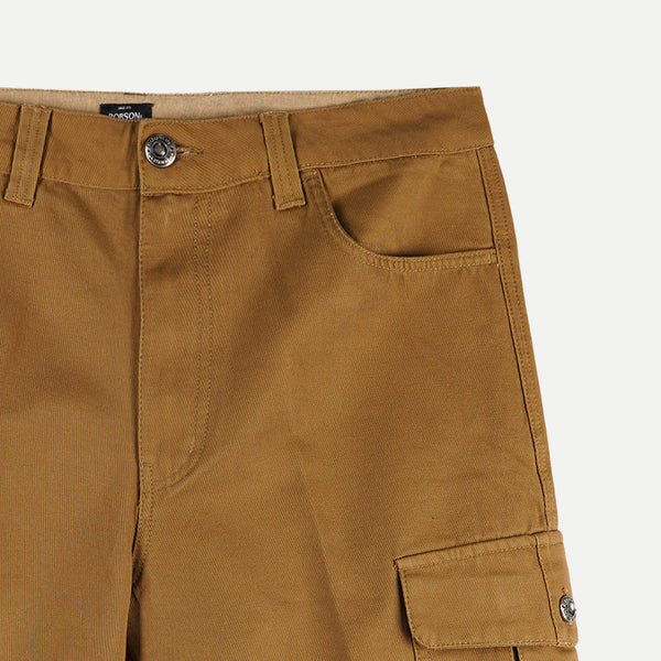 Bobson Japanese Men's Basic 6 Pocket Non-Denim Cargo short for Men Mid Waist Trendy Fashion High Quality Apparel Comfortable Casual short for Men 125087 (Khaki)