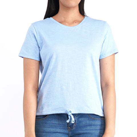 Bobson Japanese Ladies Basic Round Neck shirt for women Trendy Fashion High Quality Apparel Comfortable Casual Tees for women Loose Fit 106711 (Light Blue)