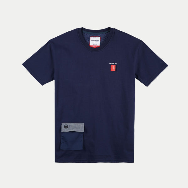 Bobson Japanese Men's Basic Round Neck Shirt for Men Trendy Fashion High Quality Apparel Comfortable Casual Tees for Men Comfort Fit 146749 (Navy)