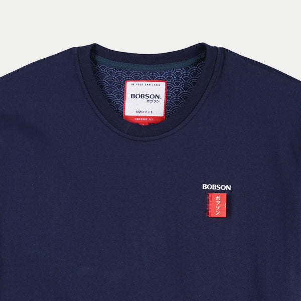 Bobson Japanese Men's Basic Round Neck Shirt for Men Trendy Fashion High Quality Apparel Comfortable Casual Tees for Men Comfort Fit 146749 (Navy)