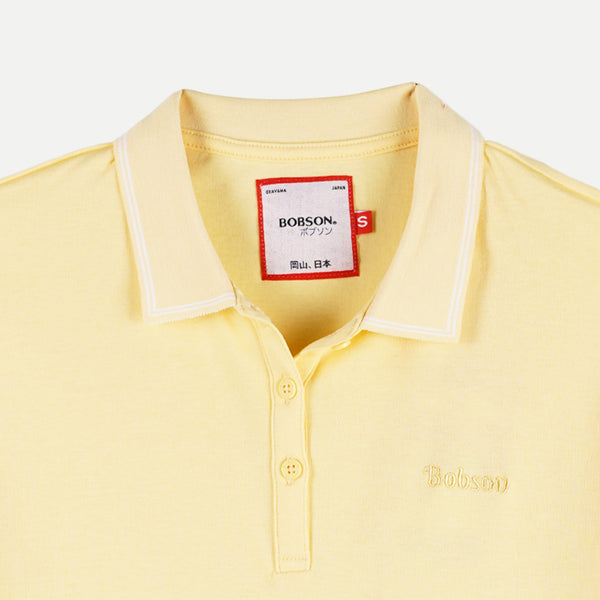 Bobson Japanese Ladies Basic Polo Shirt for Women Trendy Fashion High Quality Apparel Comfortable Casual Collared Shirt for Women Relaxed Fit 128884 (Yellow)