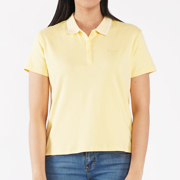 Bobson Japanese Ladies Basic Polo Shirt for Women Trendy Fashion High Quality Apparel Comfortable Casual Collared Shirt for Women Relaxed Fit 128884 (Yellow)