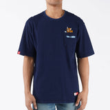 Bobson Japanese X Tom and Jerry Men's Basic Oversized Indigo Pocket T Shirt Trendy Fashion High Quality Apparel Comfortable Casual Top for Men Oversized 133495 (Dark Wash)