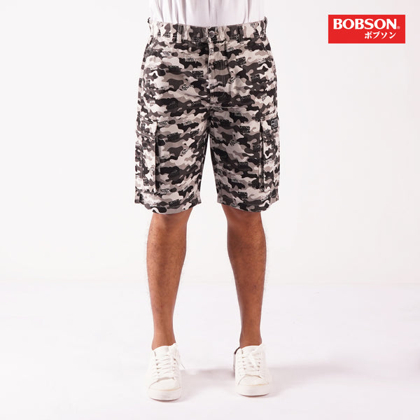 Bobson Japanese Men's Basic Non-Denim 6 pocket Cargo short for Men Mid Waist Trendy Fashion High Quality Apparel Comfortable Casual short for Men 145167 (Black)