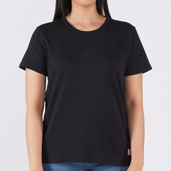 Bobson Japanese Ladies Basic Plain Round Neck Tees for Women Trendy Fashion High Quality Apparel Comfortable Casual Top for Women Relaxed Fit 121774 (Black)