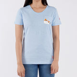 Bobson Japanese Ladies Basic Round Neck T shirt for Women with chest pocket Trendy Fashion High Quality Apparel Comfortable Casual Tees for Women Regular Fit 123454 (Chambray Blue)