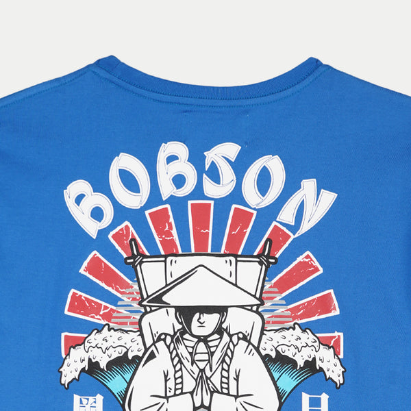 Bobson Japanese Men's Basic Round Neck T shirt for Men With Back Print Graphic Design Trendy Fashion High Quality Apparel Comfortable Casual Tees for Men Comfort Fit 146846-U (Princess Blue)