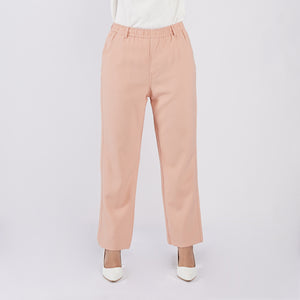 Bobson Japanese Ladies Basic Non-Denim Colored Trouser Pants for Women Trendy Fashion High Quality Apparel Comfortable Casual Pants for Women Mid Waist 135320 (Peach)