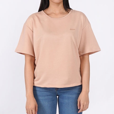 Bobson Japanese Ladies Basic Round Neck T shirt For Women Trendy Fashion High Quality Apparel Comfortable Casual Tees for Women Oversized Shirt 146178-U (Beige)