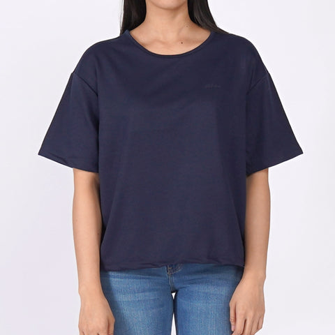 Bobson Japanese Ladies Basic Round Neck T shirt For Women Trendy Fashion High Quality Apparel Comfortable Casual Tees for Women Oversized Shirt 146178-U (Navy)