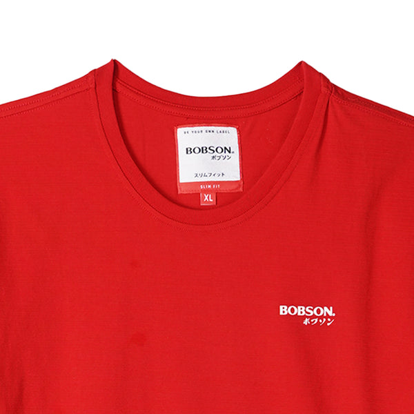 Bobson Japanese Men's Basic Round Neck T-shirt for Men Missed Lycra Fabric Trendy Fashion High Quality Apparel Comfortable Casual Tees for Men Slim Fit 139184 (Barbados Cherry)