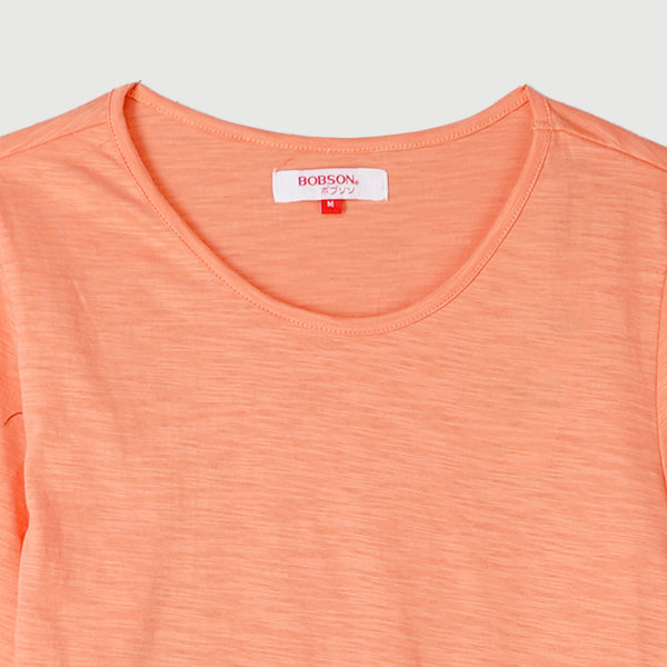 Bobson Ladies Basic Tees Basic Tees Round Neck T-shirt for Women Trendy Fashion High Quality Apparel Comfortable Casual Top for Women Regular Fit 146309 (Burnt Coral)