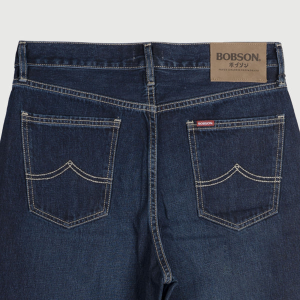 Bobson Japanese Men's Basic Denim Baggy Jeans  for Men Trendy Fashion High Quality Apparel Comfortable Casual Pants for Men Mid Waist 128187 (Dark Shade)