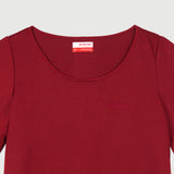 Bobson Ladies Basic Round Neck Tees for Women Trendy Fashion High Quality Apparel Comfortable Casual Blouse for Women Boxy Fit 141870-U (Maroon)