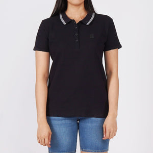 Bobson Ladies Basic Collared Shirt for Women Trendy Fashion High Quality Apparel Comfortable Casual Polo Shirt for Women Regular Fit 137470-U (Black)