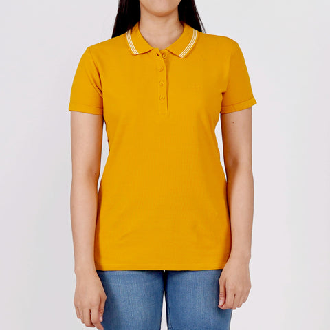 Bobson Ladies Basic Collared Shirt for Women Trendy Fashion High Quality Apparel Comfortable Casual Polo Shirt for Women Regular Fit 137470-U (Yellow Gold)