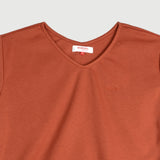 Bobson Japanese Ladies Basic V Neck Tees for Women Trendy Fashion High Quality Apparel Comfortable Casual Top for Women Relaxed Fitting 133313-U (Rust)