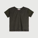 Bobson Japanese Ladies Basic V Neck Tees for Women Trendy Fashion High Quality Apparel Comfortable Casual Top for Women Relaxed Fitting 133313-U (Fatigue)