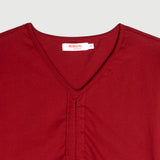 Bobson Japanese Ladies Basic V Neck Tees with Adjustable Front String Trendy Fashion High Quality Apparel Comfortable Casual Top for Women Cotton Spandex Boxy Fit 142011 (Maroon)