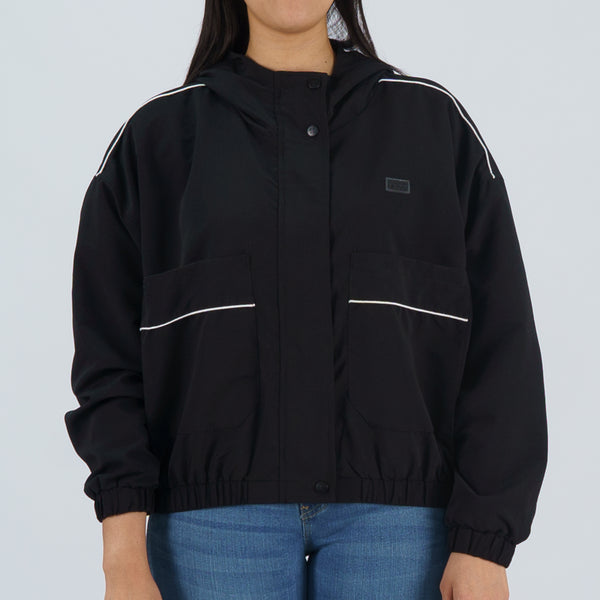 Bobson Japanese Ladies Basic Hoodie Crop Jacket Trendy Fashion High Quality Apparel Comfortable Casual Jacket for Women Crop 131517 (Black)