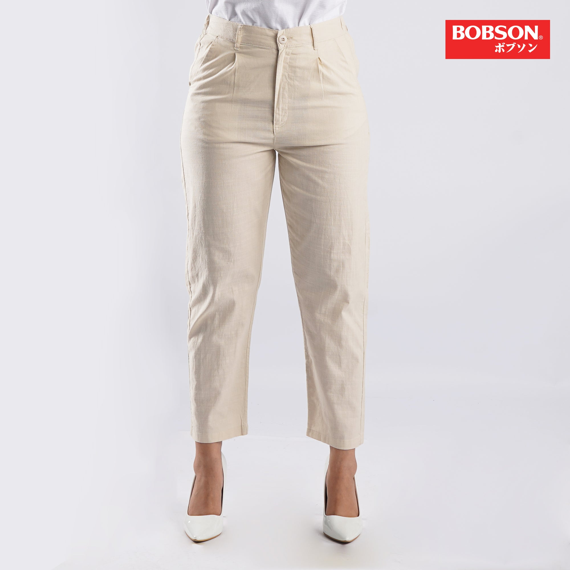 Bobson Ladies Basic Non-Denim Drawstring Candy Pants for Women Trendy Fashion High Quality Apparel Comfortable Casual Trouser Office Pants for Women 127988 (Beige)