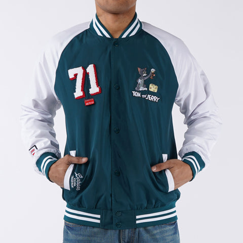 Bobson Japanese X Tom and Jerry Men's Bomber Jacket with Back Print Trendy Fashion High Quality Apparel Comfortable Casual Jacket for Men Regular Fit 132006 (Teal)