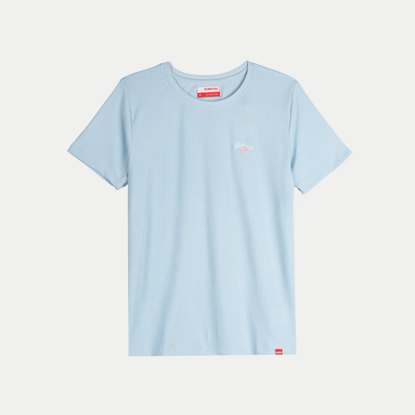 Bobson Japanese Ladies Basic Tees Round Neck Top for Women Trendy Fashion High Quality Apparel Comfortable Casual Shirt for Women Boxy Fit 111073-U (Light Blue)