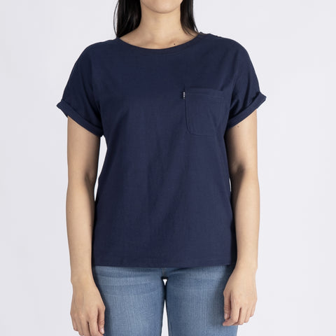 Bobson Japanese Ladies Basic Tees Round Neck Top foe Women Trendy Fashion High Quality Apparel Comfortable Casual Shirt for Women Loose Fitting 134900 (Navy)