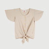 Bobson Japanese Ladies Basic Woven Button Down Top for Women Trendy Fashion High Quality Apparel Comfortable Casual Blouse for Women Boxy Fit 139747 (Beige)