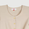 Bobson Japanese Ladies Basic Woven Button Down Top for Women Trendy Fashion High Quality Apparel Comfortable Casual Blouse for Women Boxy Fit 139747 (Beige)