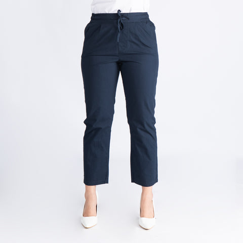 Bobson Japanese Ladies Basic Non-Denim Drawstring Pants for Women Trendy Fashion High Quality Apparel Comfortable Casual Trouser Pants for Women 128957 (Navy)