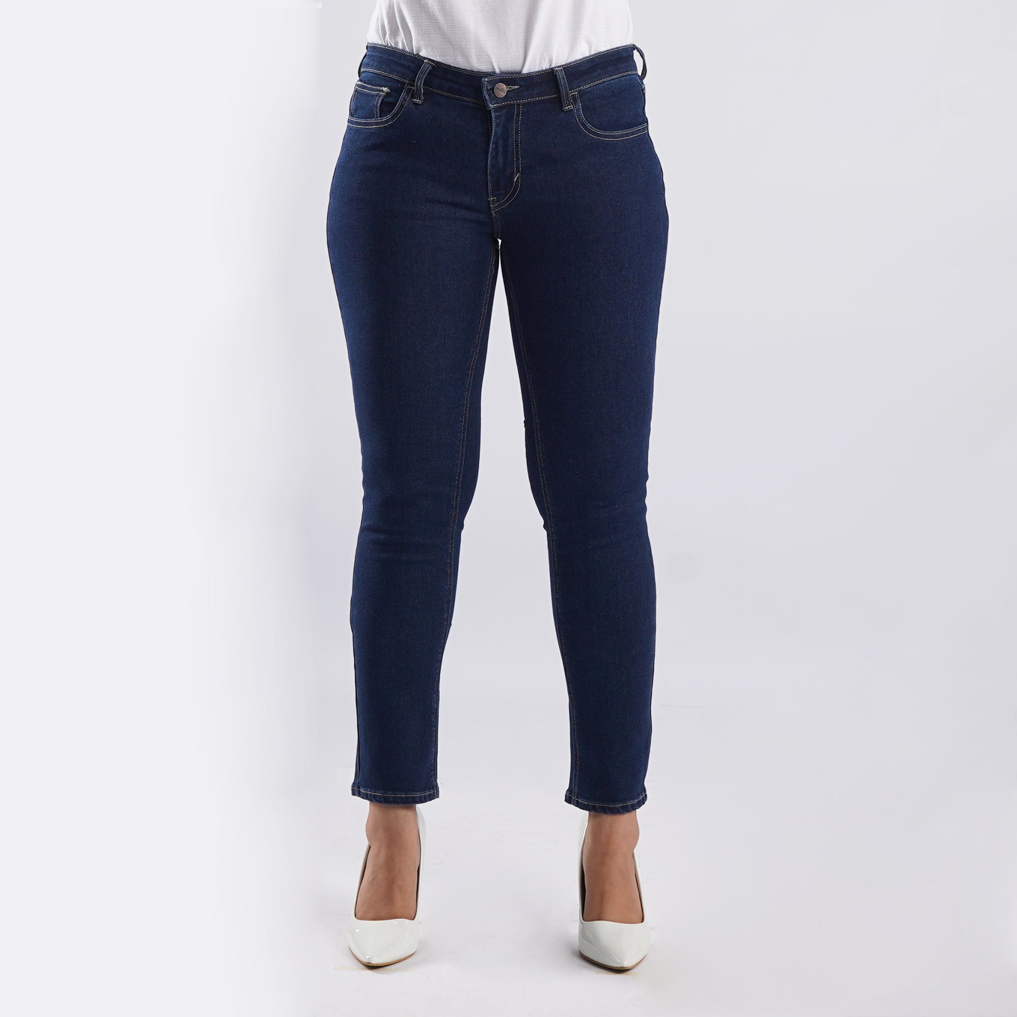 Bobson Japanese Ladies Basic Denim Pants for Women Trendy Fashion High Quality Apparel Comfortable Casual Jeans for Women Slim Fit 149932-U (Dark Shade)