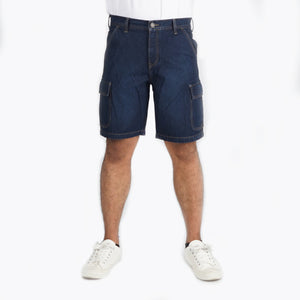 Bobson Japanese Men's Basic Denim Cargo Short for Men Trendy Fashion High Quality Apparel Comfortable Casual Maong short for Men Mid Waist 152125 (Dark Shade)