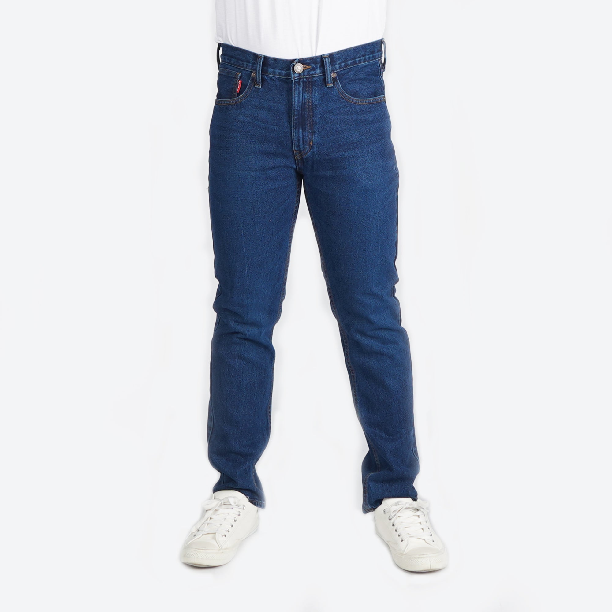 Bobson Japanese Men's Basic Denim Pants for Men Trendy Fashion High Quality Apparel Comfortable Casual Jeans for Men Skinny Mid Waist 153033 (Dark Shade)