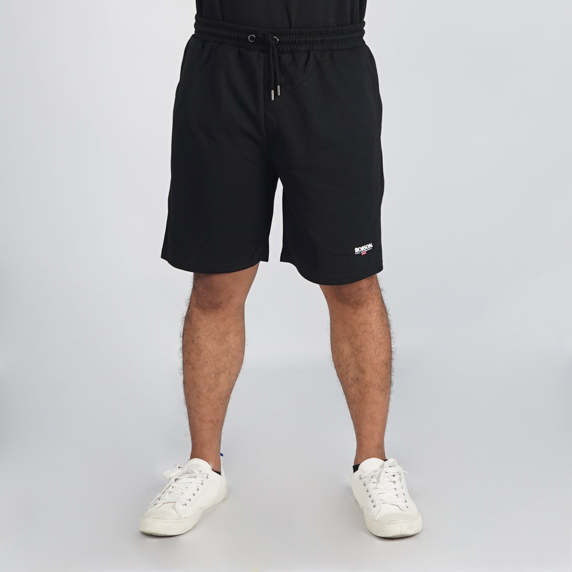 Bobson Japanese Men's Basic Non-Denim Jogger short Trendy Fashion High Quality Apparel Comfortable Casual short for Men Mid Waist 118163 (Black)