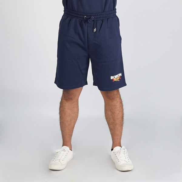Bobson Japanese Men's Basic Non-Denim Jogger short Trendy Fashion High Quality Apparel Comfortable Casual Short for Men Mid Waist 118136 (Navy)